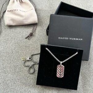 David Yurman Sterling Silver & Diamond Chevron Pendant Necklace
